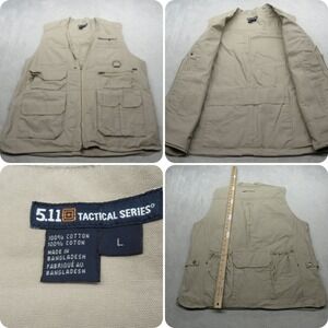 5.11 Tactical Vest Mens Large Tan 17 Pockets Outdoor Utility Fish‎ Hunt Shooting